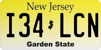 NJ license plate I34LCN