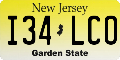 NJ license plate I34LCO