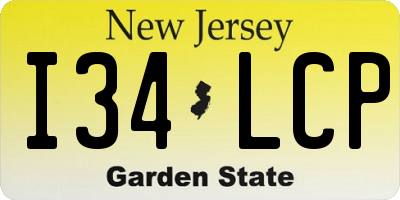 NJ license plate I34LCP