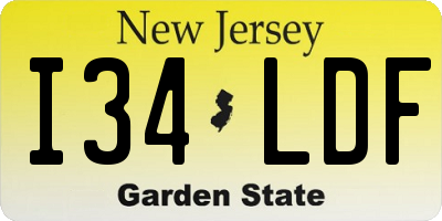 NJ license plate I34LDF