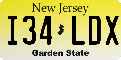 NJ license plate I34LDX