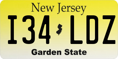 NJ license plate I34LDZ