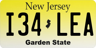 NJ license plate I34LEA