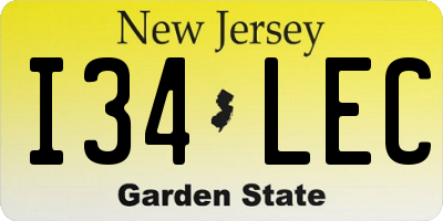 NJ license plate I34LEC