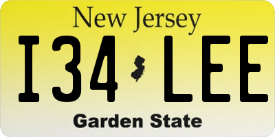 NJ license plate I34LEE