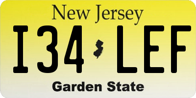 NJ license plate I34LEF