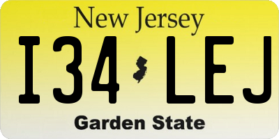 NJ license plate I34LEJ