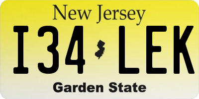 NJ license plate I34LEK