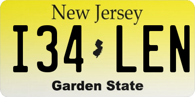 NJ license plate I34LEN