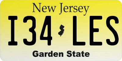 NJ license plate I34LES