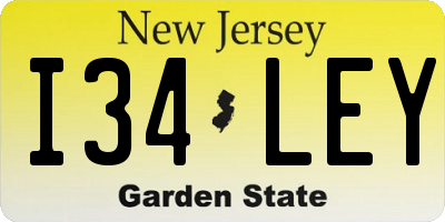 NJ license plate I34LEY