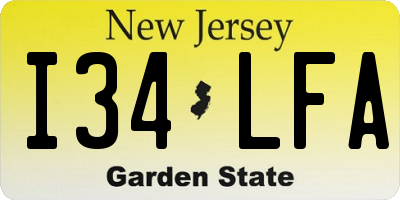 NJ license plate I34LFA