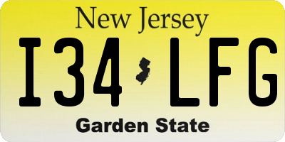 NJ license plate I34LFG