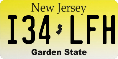 NJ license plate I34LFH
