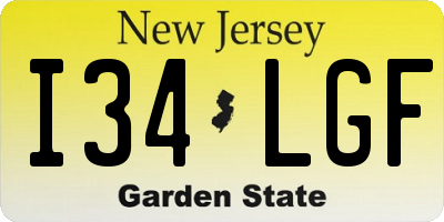 NJ license plate I34LGF