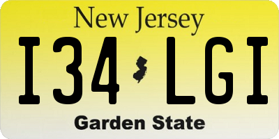 NJ license plate I34LGI