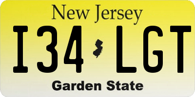 NJ license plate I34LGT