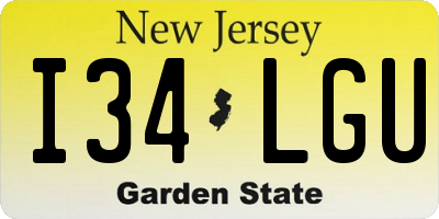 NJ license plate I34LGU