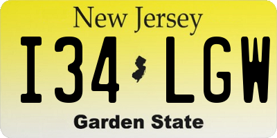 NJ license plate I34LGW