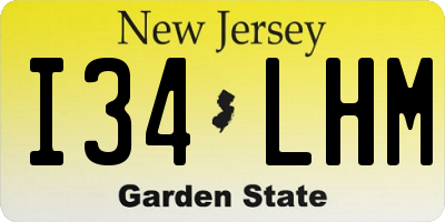 NJ license plate I34LHM