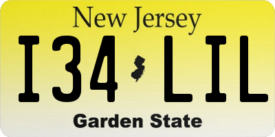 NJ license plate I34LIL