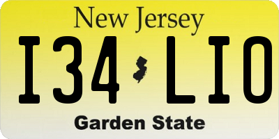 NJ license plate I34LIO