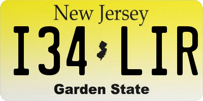 NJ license plate I34LIR