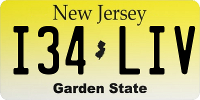 NJ license plate I34LIV