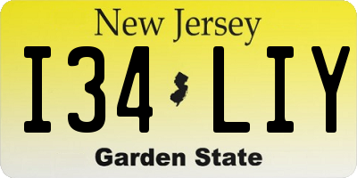 NJ license plate I34LIY