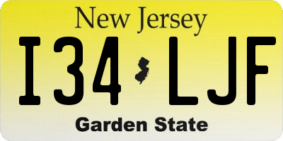 NJ license plate I34LJF