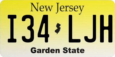 NJ license plate I34LJH