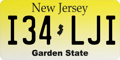 NJ license plate I34LJI