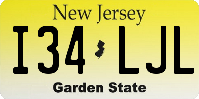 NJ license plate I34LJL
