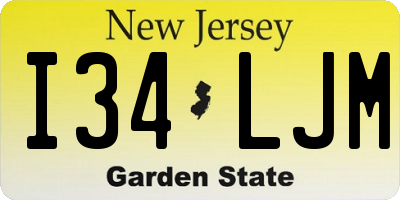 NJ license plate I34LJM