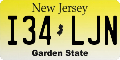 NJ license plate I34LJN