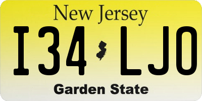 NJ license plate I34LJO