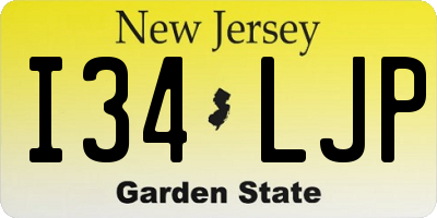 NJ license plate I34LJP