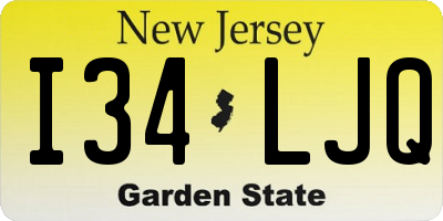 NJ license plate I34LJQ
