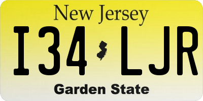 NJ license plate I34LJR
