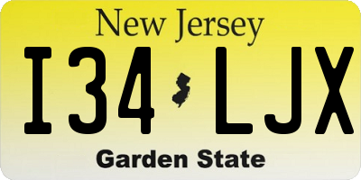 NJ license plate I34LJX