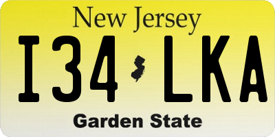 NJ license plate I34LKA