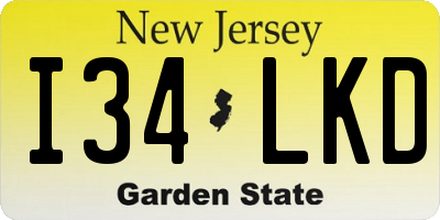 NJ license plate I34LKD