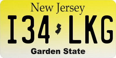 NJ license plate I34LKG