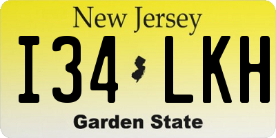 NJ license plate I34LKH