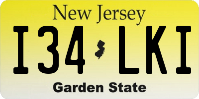 NJ license plate I34LKI