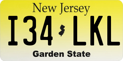 NJ license plate I34LKL