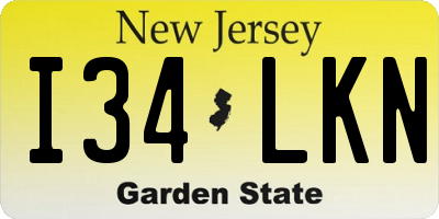 NJ license plate I34LKN