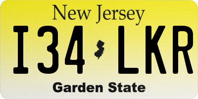 NJ license plate I34LKR