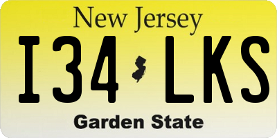 NJ license plate I34LKS