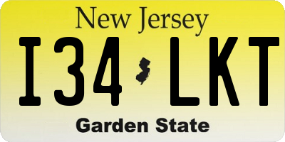 NJ license plate I34LKT